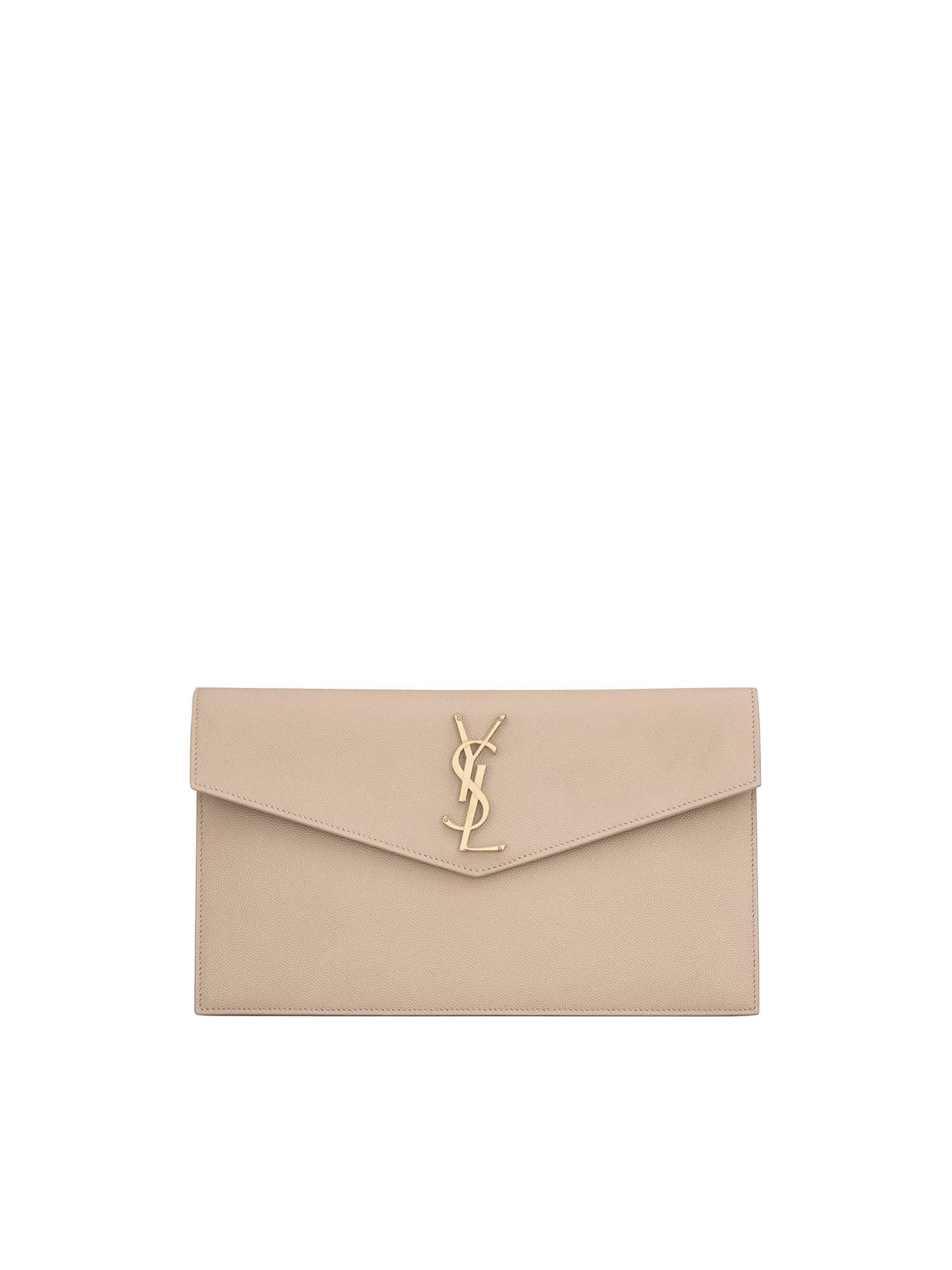 Pochette Uptown in pelle goffrata grain de poudre<BR/> 565739 1GF0J2721 SAINT LAURENT 