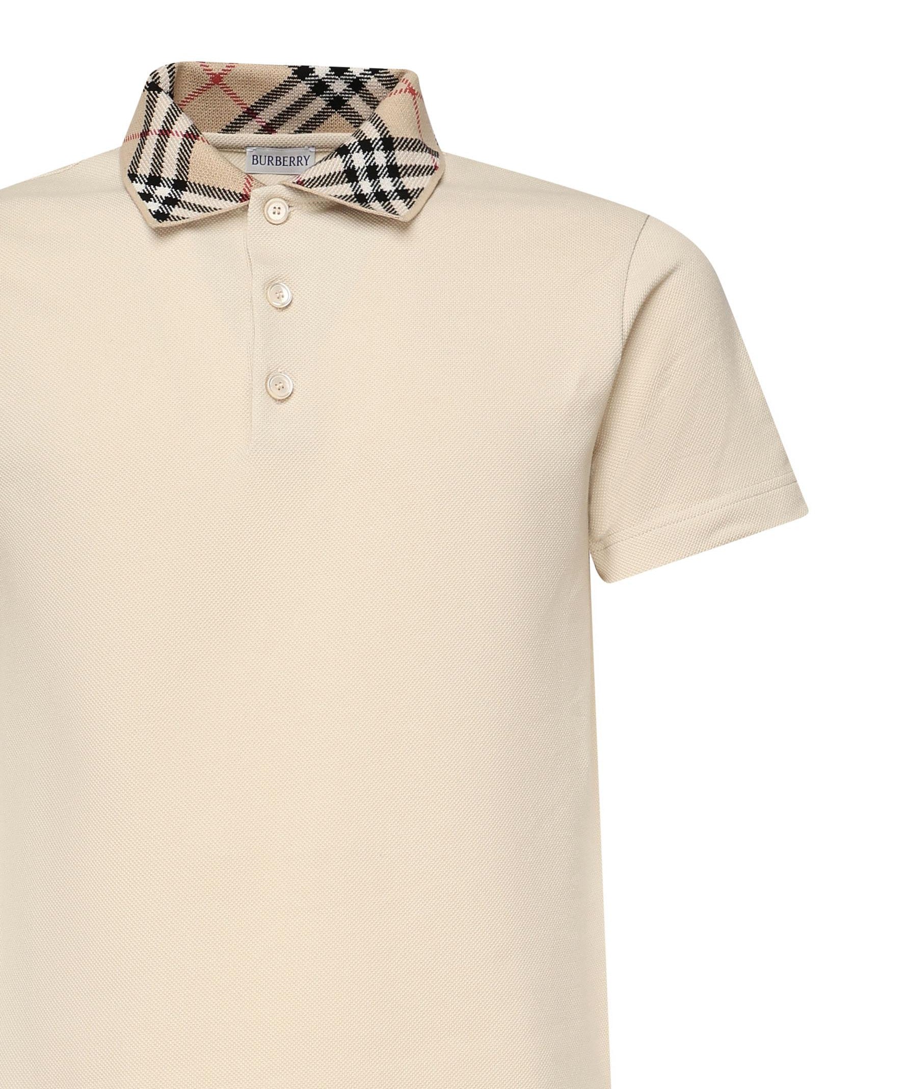 Polo in cotone con colletto Check 8103864 C1740 BURBERRY 