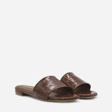 SANDALI SLIDES VICKY IN PELLE STAMPA COCCO<BR/> VICKY COCCOMARRONE GIULIANO GALIANO 