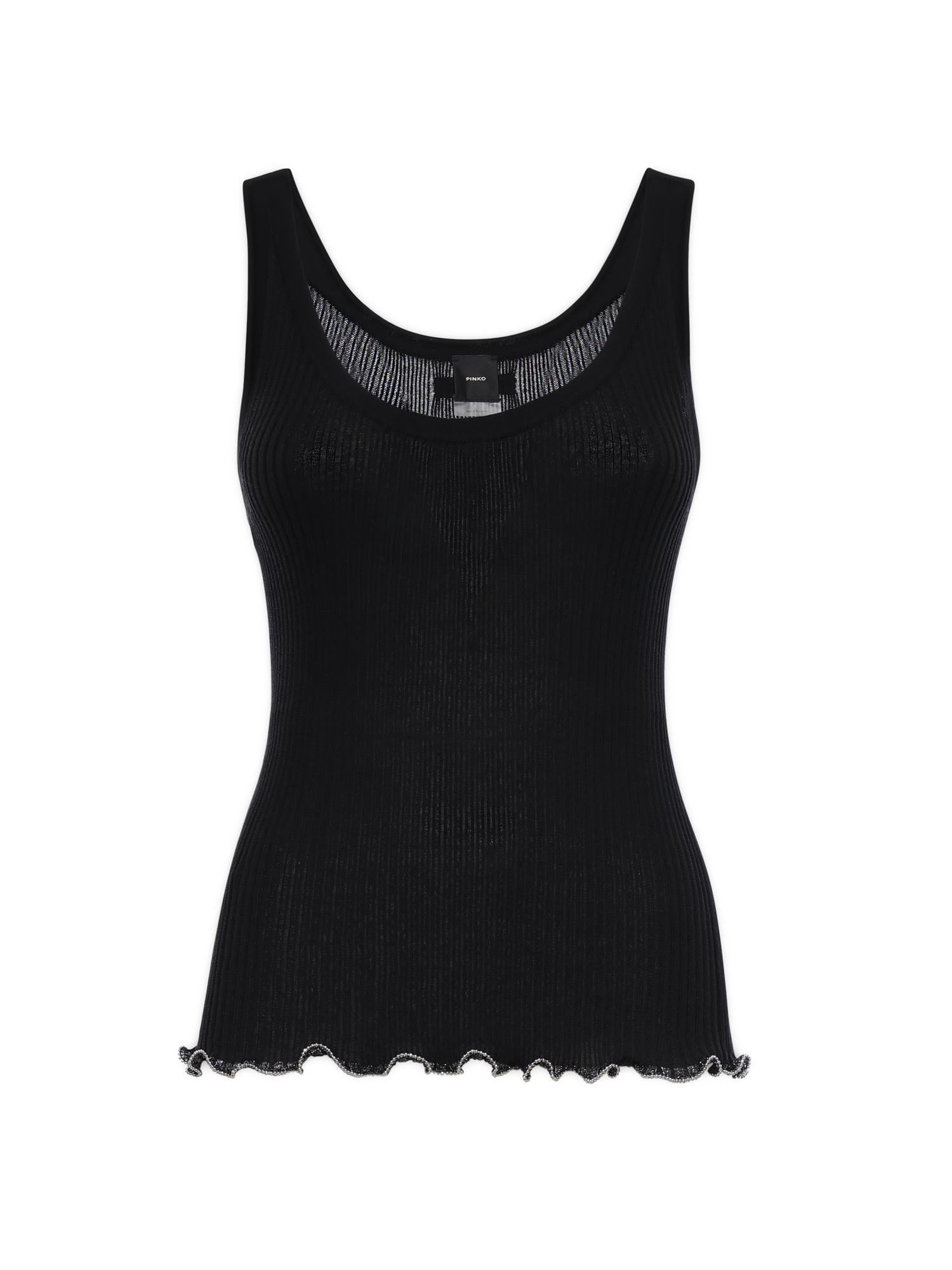 Top a costine con logo 106323 A343Z99 PINKO 