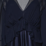 Abito lungo in raso lucido con mantella A04061627 0290 ALBERTA FERRETTI 