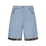Shorts in denim con fondo stampa floreale 6V0DD04H ALM508 VALENTINO GARAVANI 
