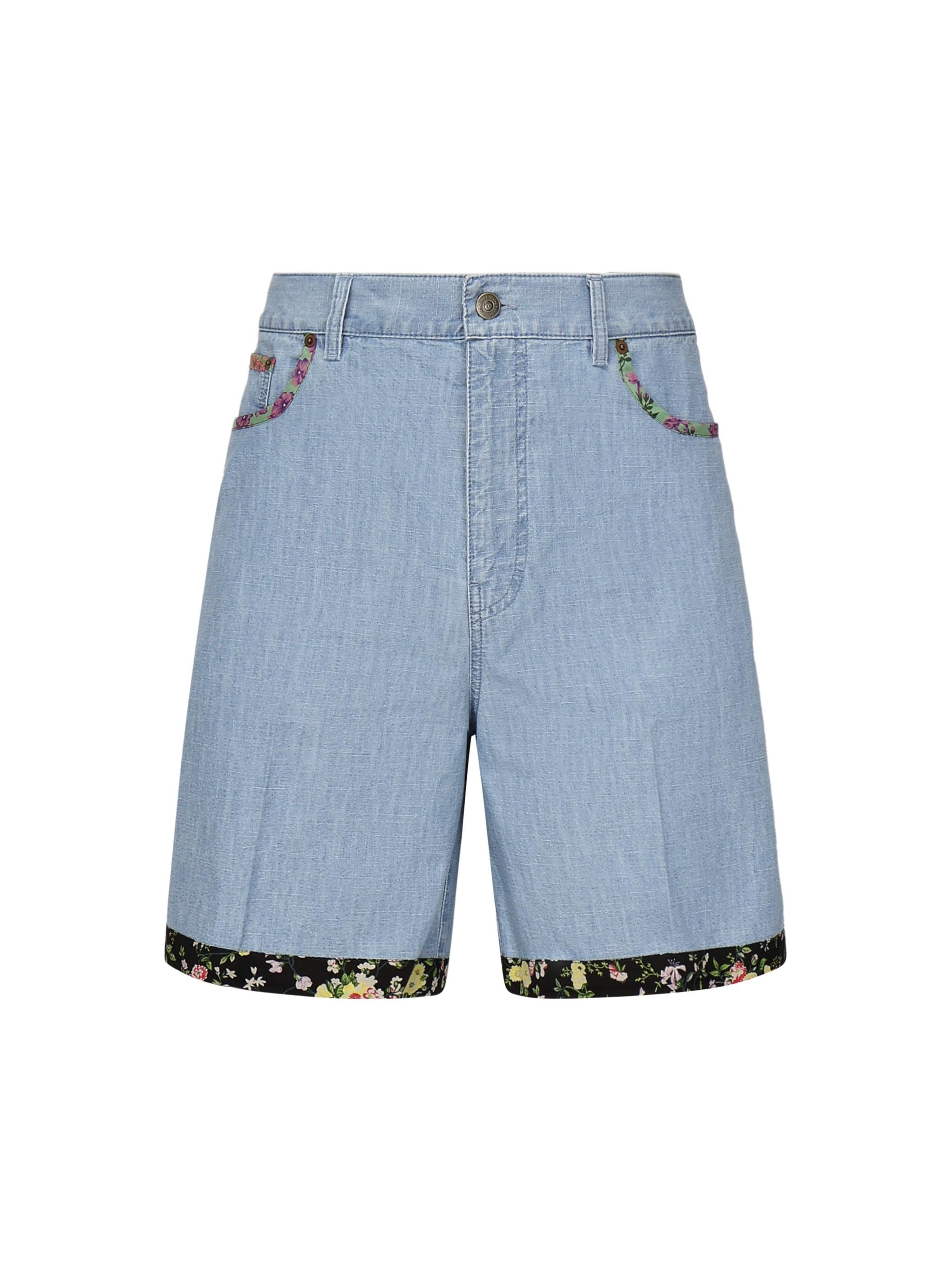Shorts in denim con fondo stampa floreale 6V0DD04H ALM508 VALENTINO GARAVANI 