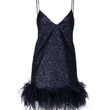 Abito Luce con piume ABITO LUCE -BLUE THE ARCHIVIA 