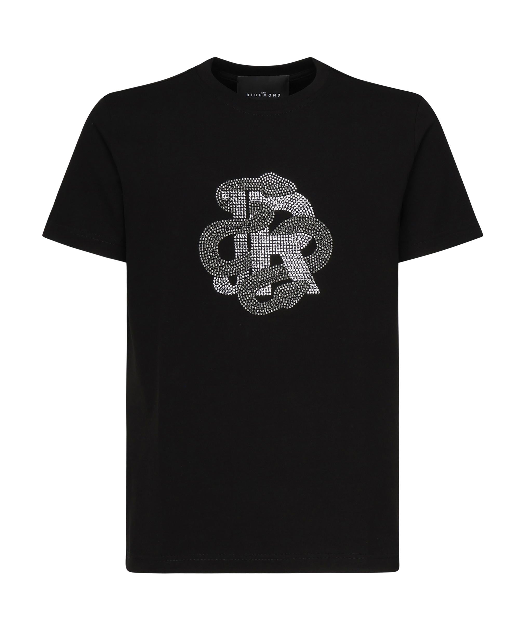 T-shirt con logo strass RMP25481TS BLACK JOHN RICHMOND 
