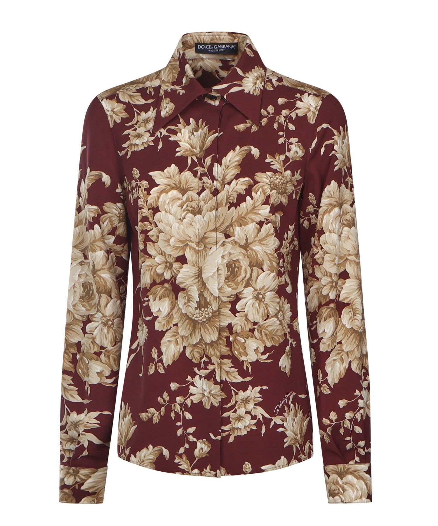 Camicia in charmeuse stampa Rose F5R64T FSA7YHR4OX DOLCE & GABBANA 