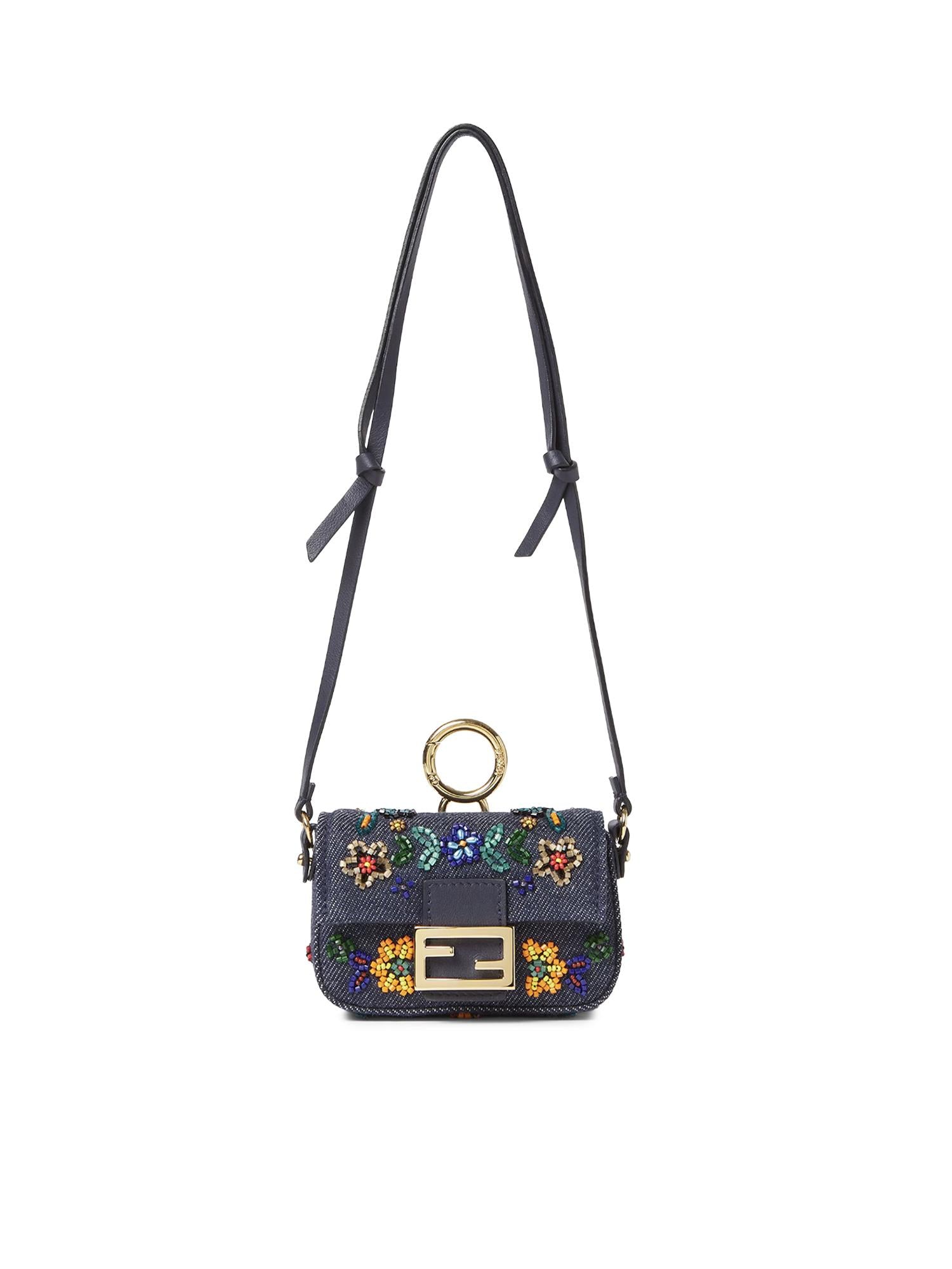 Charm Nano Baguette in denim con applicazioni 7AS499 AWVOF0B3Y FENDI 