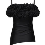 TOP IN JERSEY STRETCH CON ROUCHES COPT79F5001 BLK COPERNI 