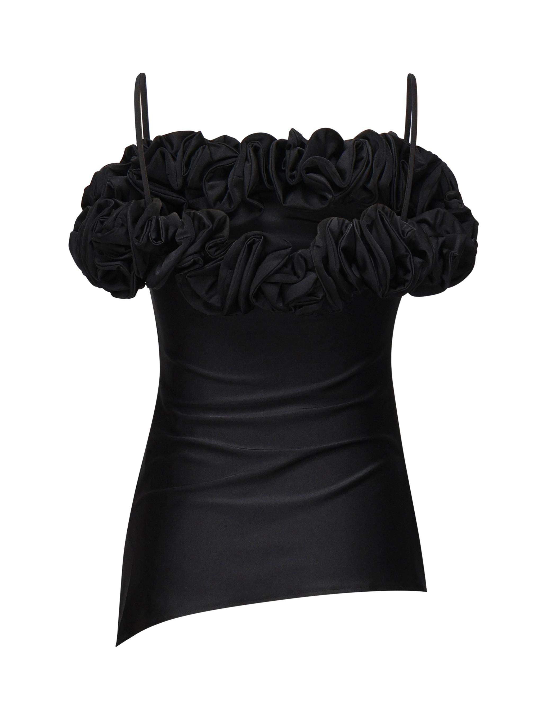 TOP IN JERSEY STRETCH CON ROUCHES COPT79F5001 BLK COPERNI 