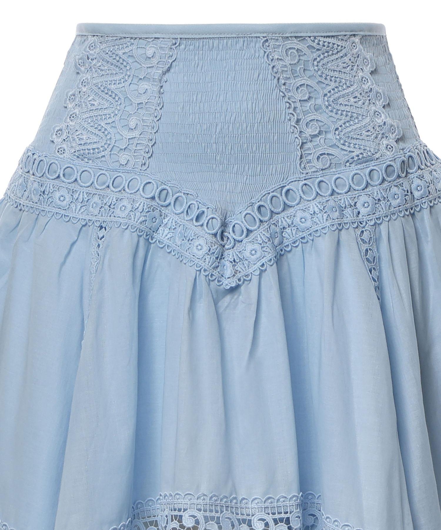 Minigonna Taléa in voile di cotone e pizzo 261400 BLUE CHARO RUIZ 