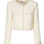 Giacca in bouclé crema con bordo di perle RS25164J C SELF-PORTRAIT 