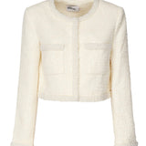 Giacca in bouclé crema con bordo di perle RS25164J C SELF-PORTRAIT 