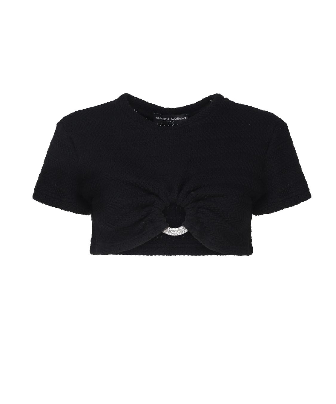 Maglia cropped con dettaglio cut- out AUS4MUST -BLACK ALBERTO AUDENINO 