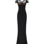 Abito lungo con ruches e tulle NDDR3001002100  NENSI DOJAKA 