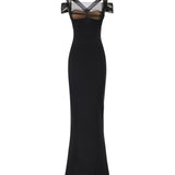 Abito lungo con ruches e tulle NDDR3001002100  NENSI DOJAKA 