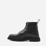 Stivaletti Tiger in pelle stampa cocco<BR/> 4601 3401 KROCK BLACK GIULIANO GALIANO 