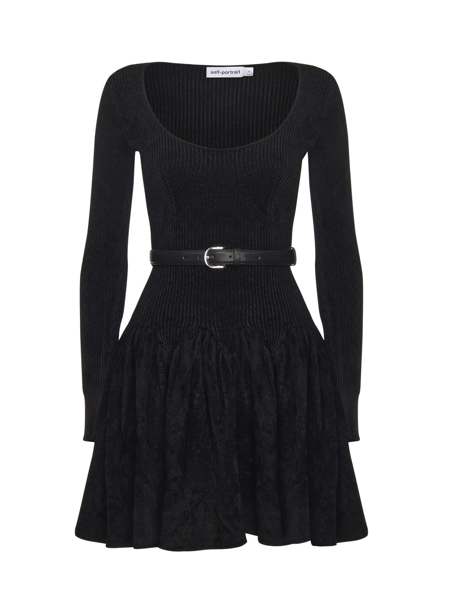 Abito in maglia di ciniglia AW25029S B SELF-PORTRAIT 