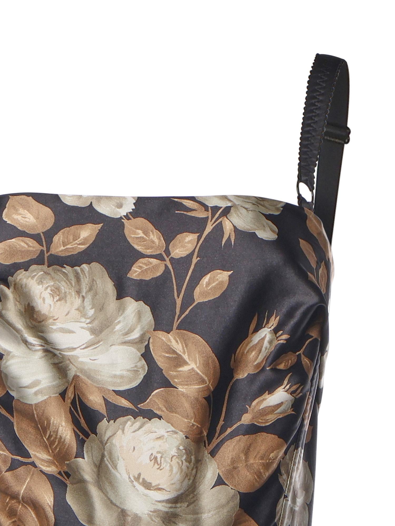 Abito in raso stampa Rosa vintage F6TYFT FSIB8HN5QQ DOLCE & GABBANA 