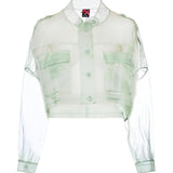 Caban cropped in organza di pura seta 106603 A2DJT14 PINKO 