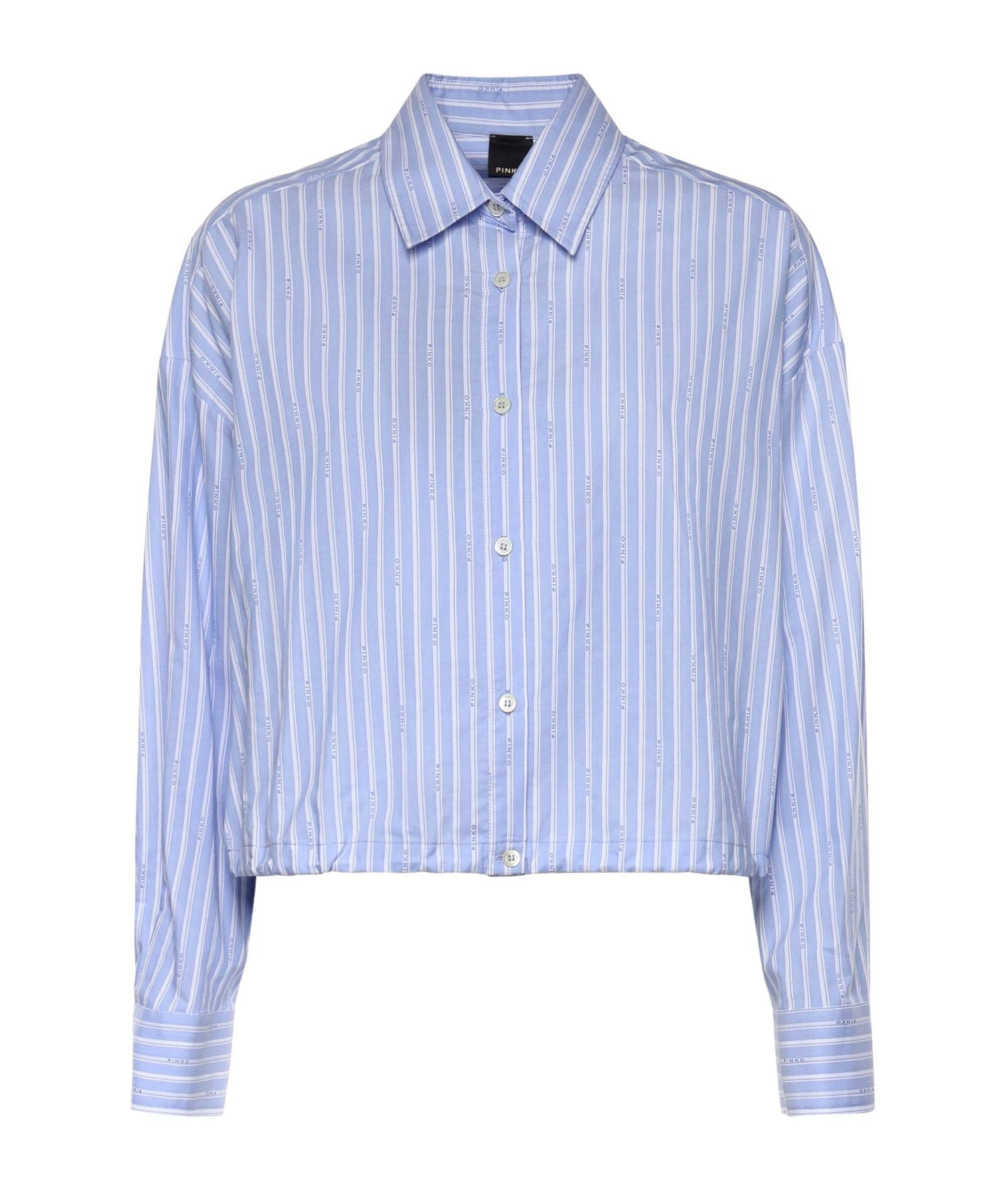 Camicia cropped in cotone a righe 106249 A36JEZB PINKO 
