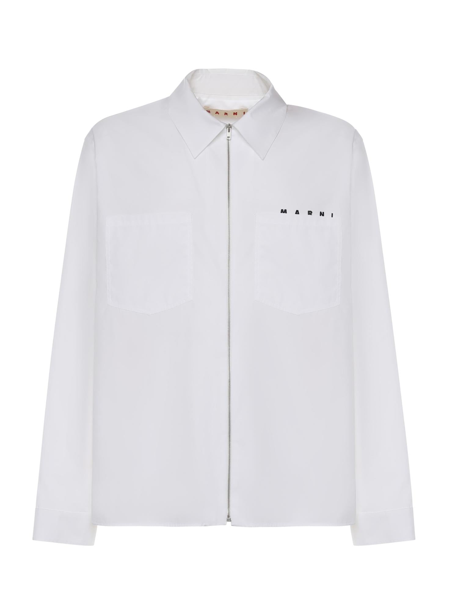 Camicia con zip in popeline di cotone CUMU0297P0 USCT88LOW01 MARNI 