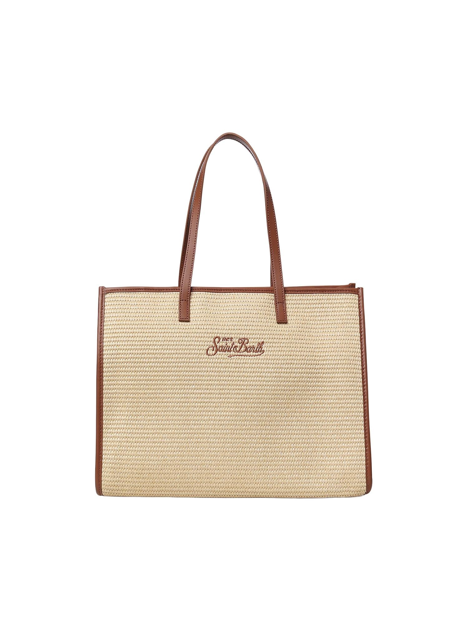 Borsa Vivian Mid Straw effetto raffia con logo VIV0007 00368L MC2 SAINT BARTH 