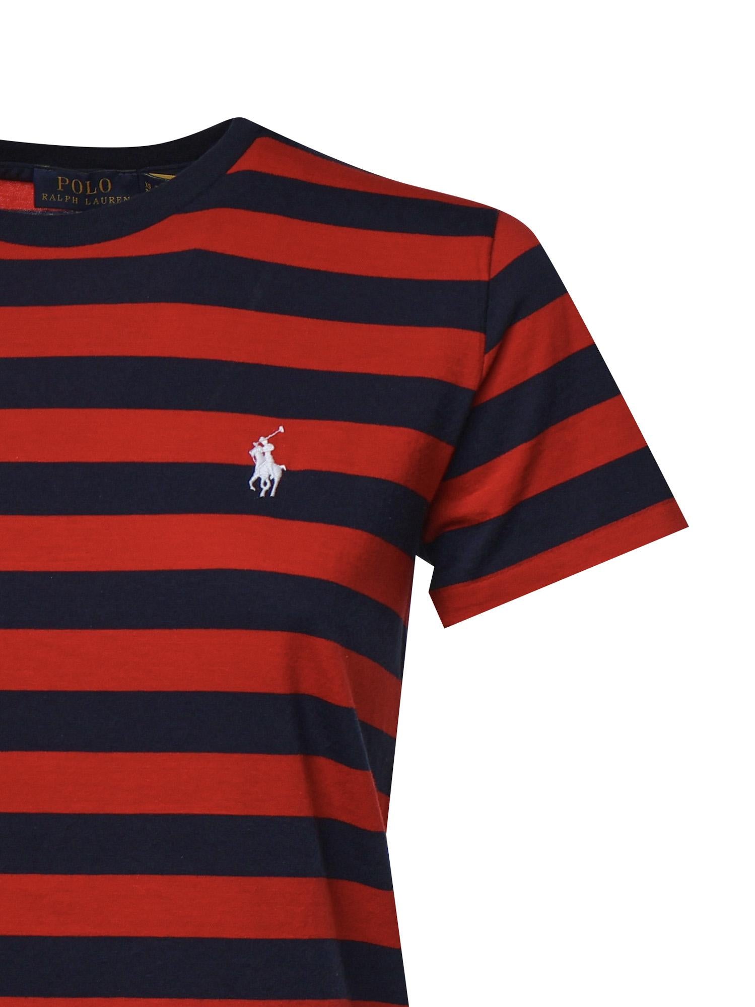 T-shirt in cotone a righe con logo 211B17779 001 POLO RALPH LAUREN 