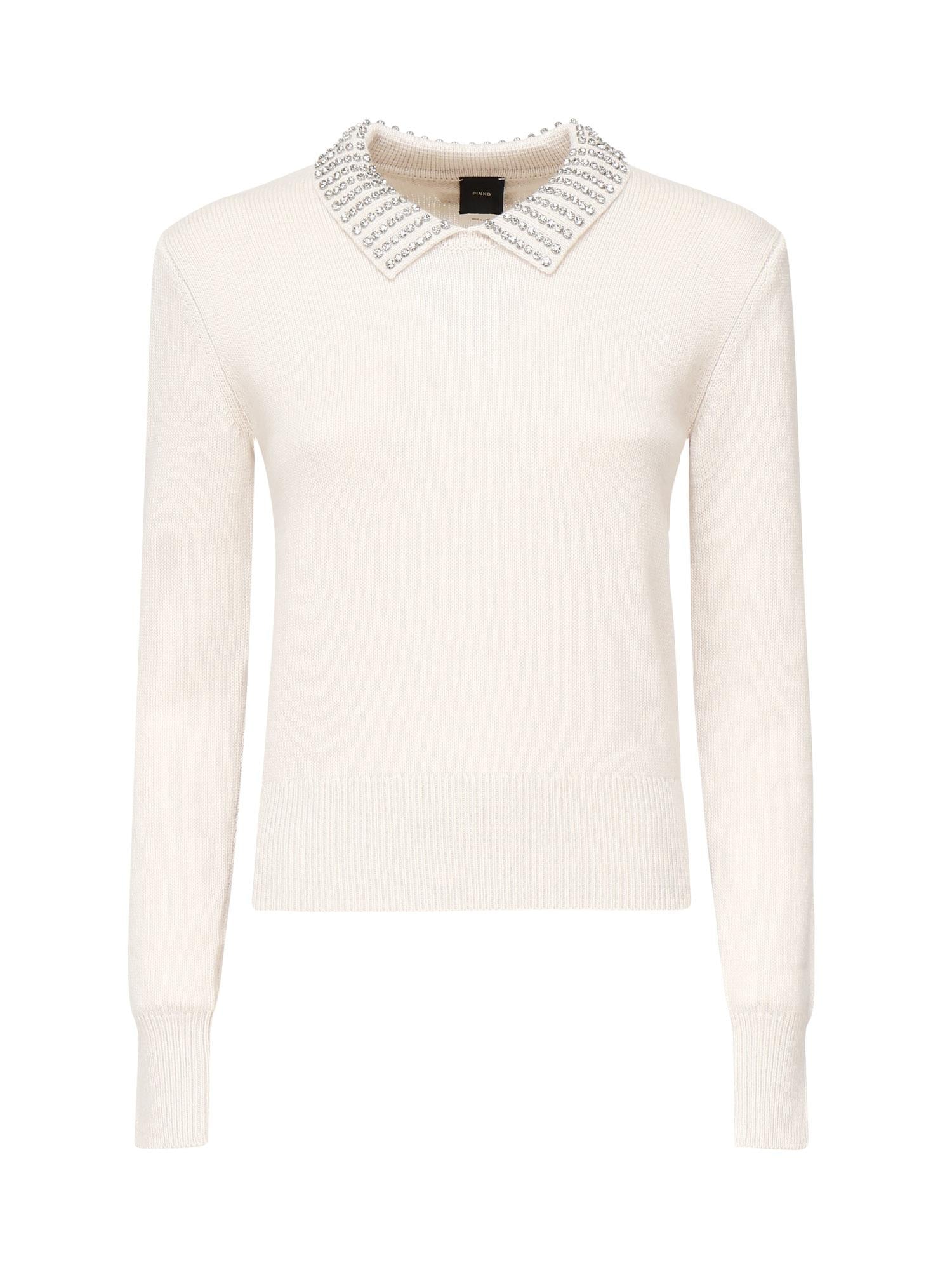 Maglia con colletto e strass<BR/><BR/> 105530 A2S4I23 PINKO 