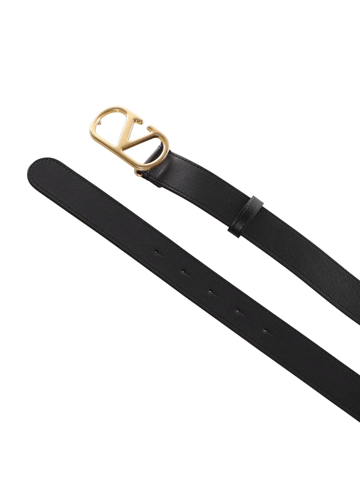 Cintura VLogo Signature in pelle<BR/> 8W2T0SM3 IYR0NO VALENTINO GARAVANI 