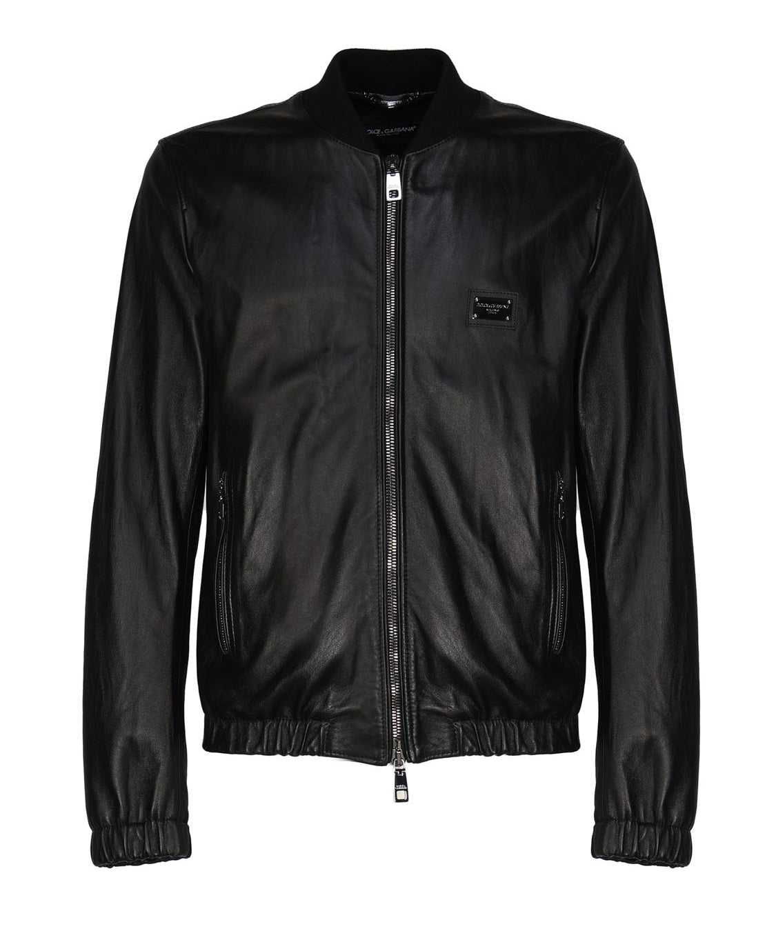 Giubbotto in pelle con placca logata G9ZY5L HULR0N0000 DOLCE & GABBANA 