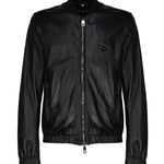 Giubbotto in pelle con placca logata G9ZY5L HULR0N0000 DOLCE & GABBANA 