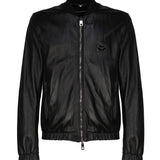 Giubbotto in pelle con placca logata G9ZY5L HULR0N0000 DOLCE & GABBANA 