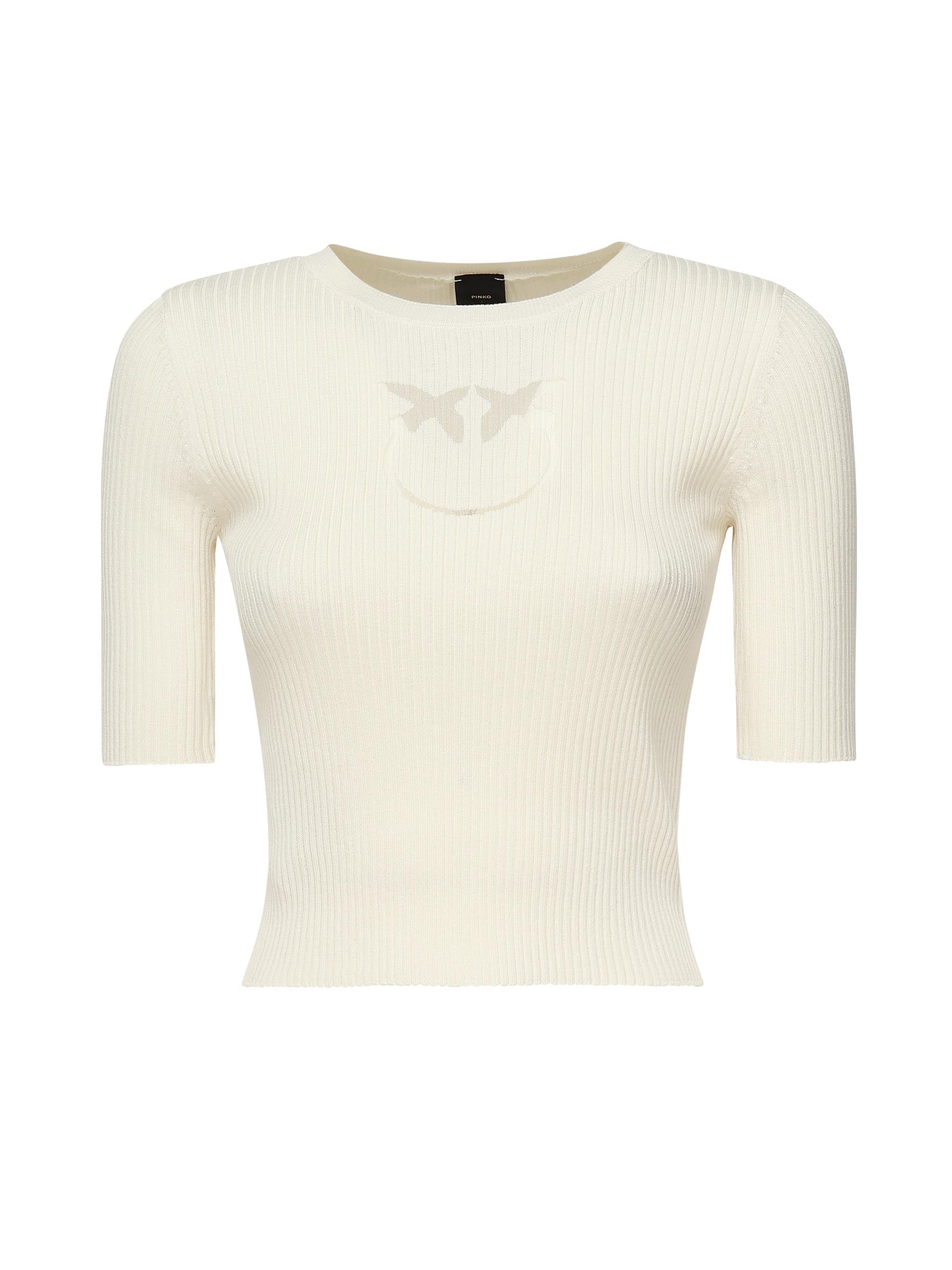 Maglia a costine con logo Love Birds 102017 A1KWZ05 PINKO 