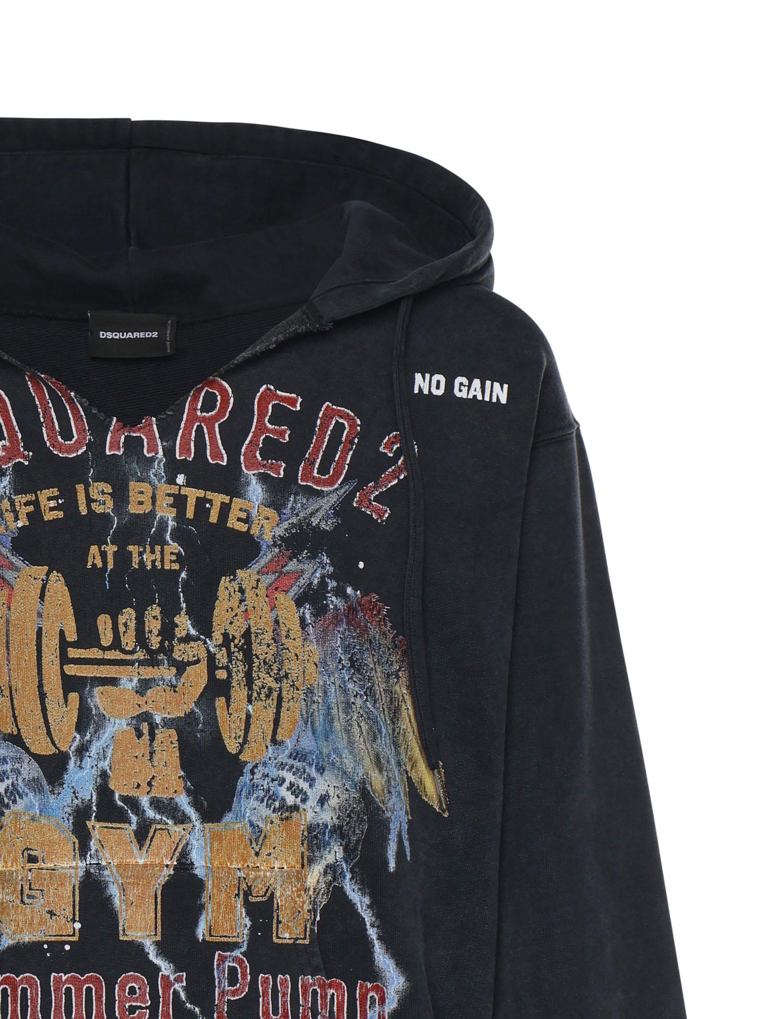 Felpa in cotone con stampa S74GU0942 D25028814 DSQUARED2 