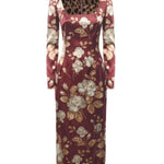 Abito in raso stampa Rosa vintage F6TYGT FSIB8HR5QQ DOLCE & GABBANA 