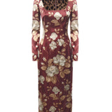 Abito in raso stampa Rosa vintage F6TYGT FSIB8HR5QQ DOLCE & GABBANA 