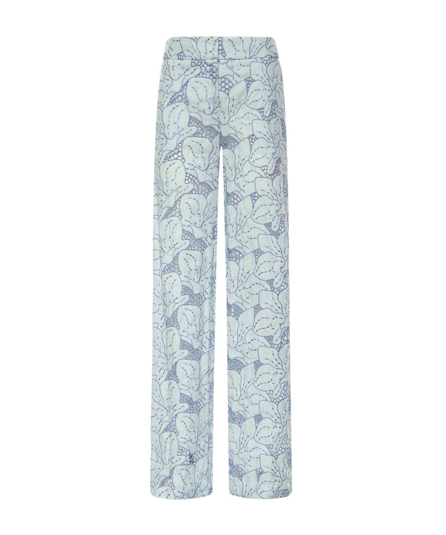 Pantaloni in lino con ricamo orchidea 80AAA177 NR015V67 GENNY 