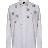 Camicia con cristalli in cotone 106225 A31WZ04 PINKO 