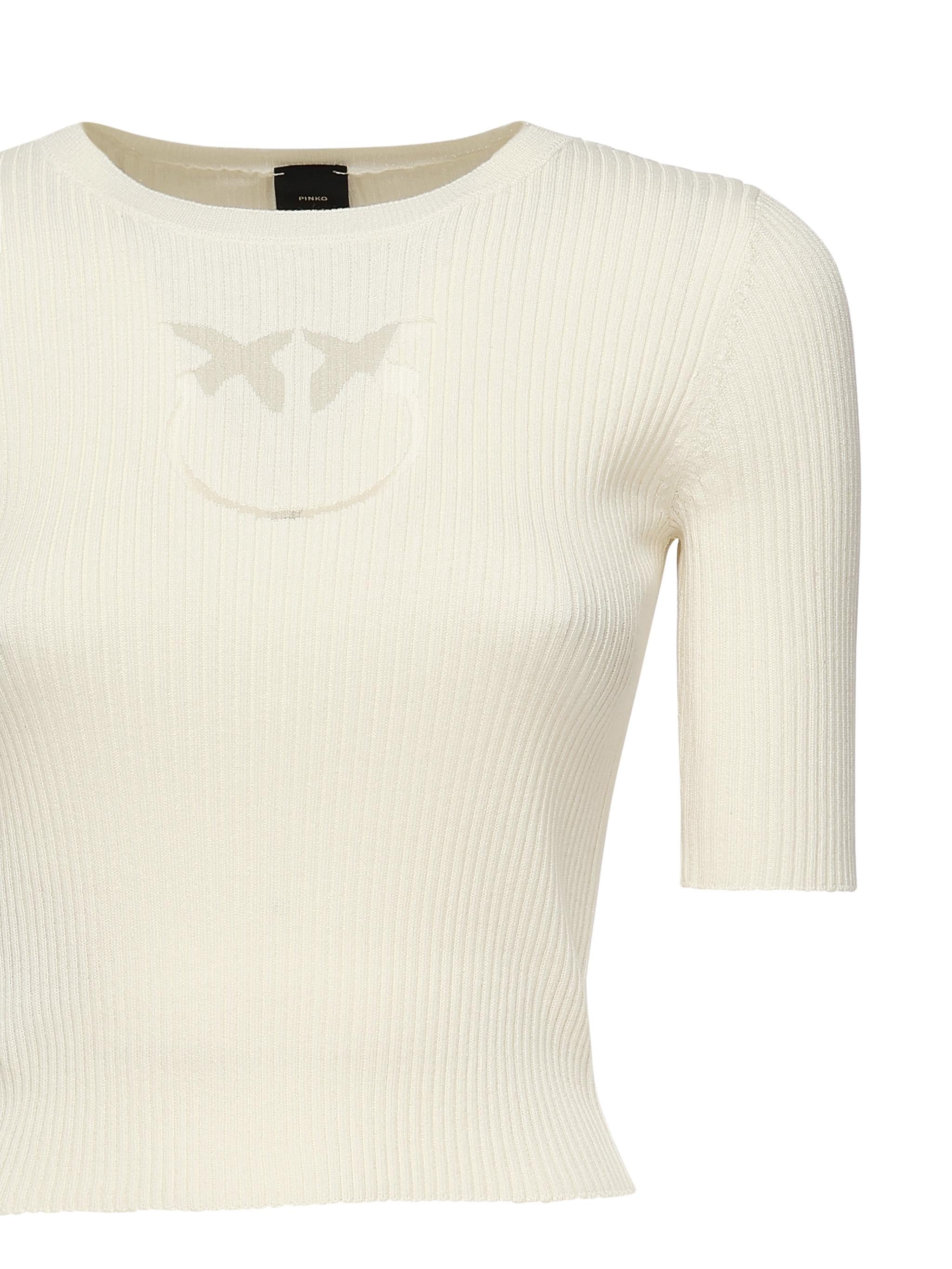 Maglia a costine con logo Love Birds 102017 A1KWZ05 PINKO 