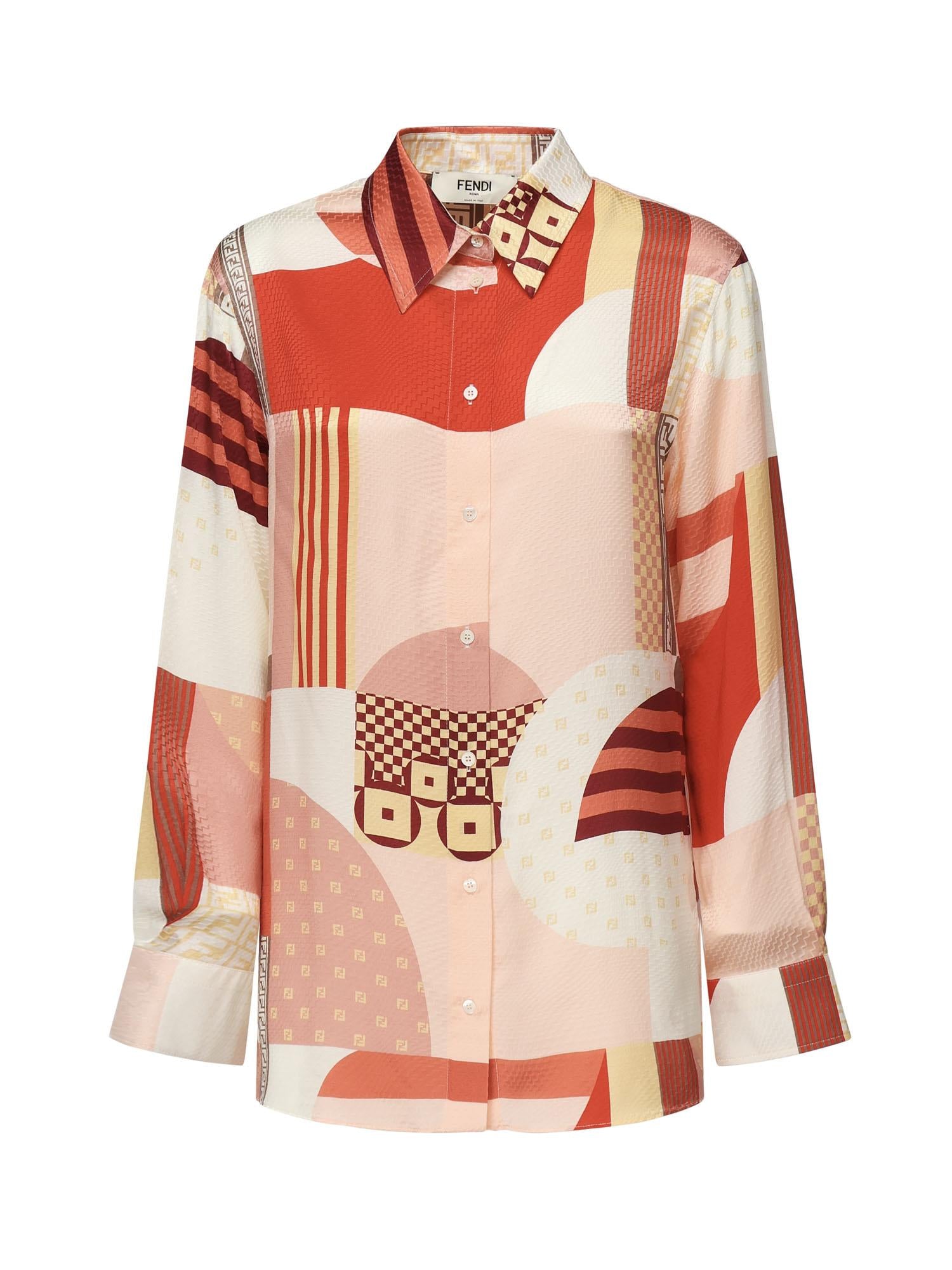 Camicia in seta con stampa patchwork FS8274 AUQMF1SAW FENDI 