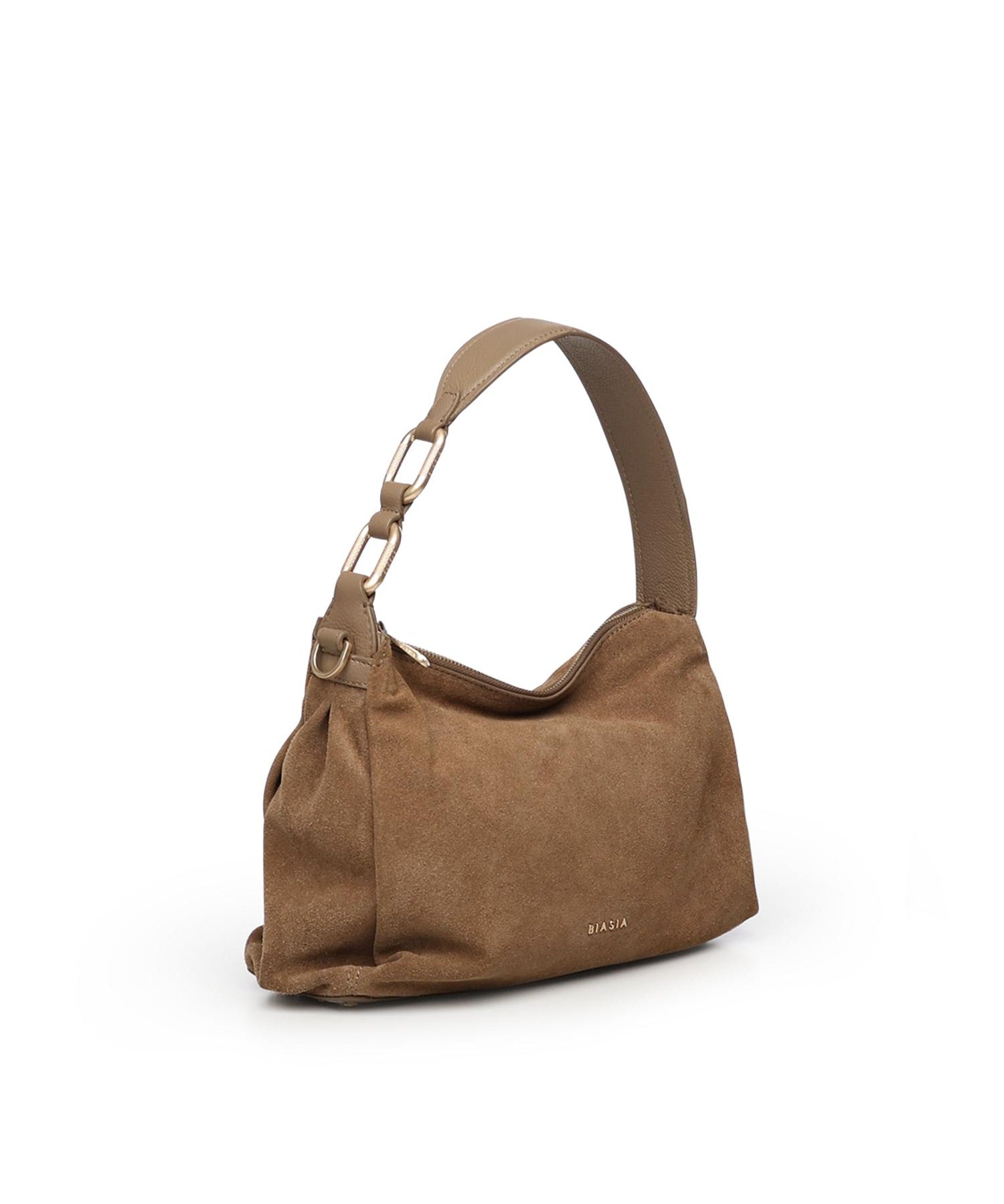 Borsa a spalla in camoscio BIBP9DP01C TAUPE BIASIA 