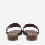 SANDALI SLIDES VICKY IN PELLE STAMPA COCCO<BR/> VICKY COCCOMARRONE GIULIANO GALIANO 