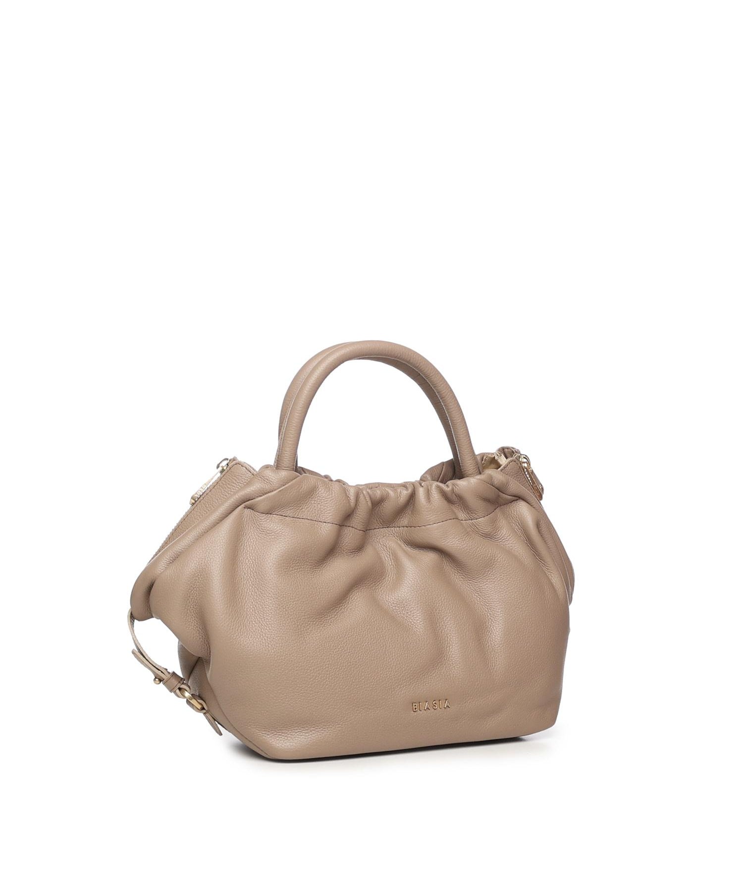 Borsa in pelle con logo<BR/> BIBP9E702 TAUPE BIASIA 