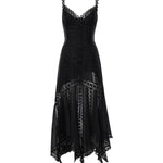 Abito midi Blossel in voile di cotone e pizzo 261621 BLACK CHARO RUIZ 