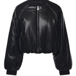 Bomber cropped effetto pelle 105372 A2P4Z99 PINKO 