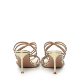 Mules Tell Me in pelle metallizzata TLMMIDM0 SSYSOG AQUAZZURA 