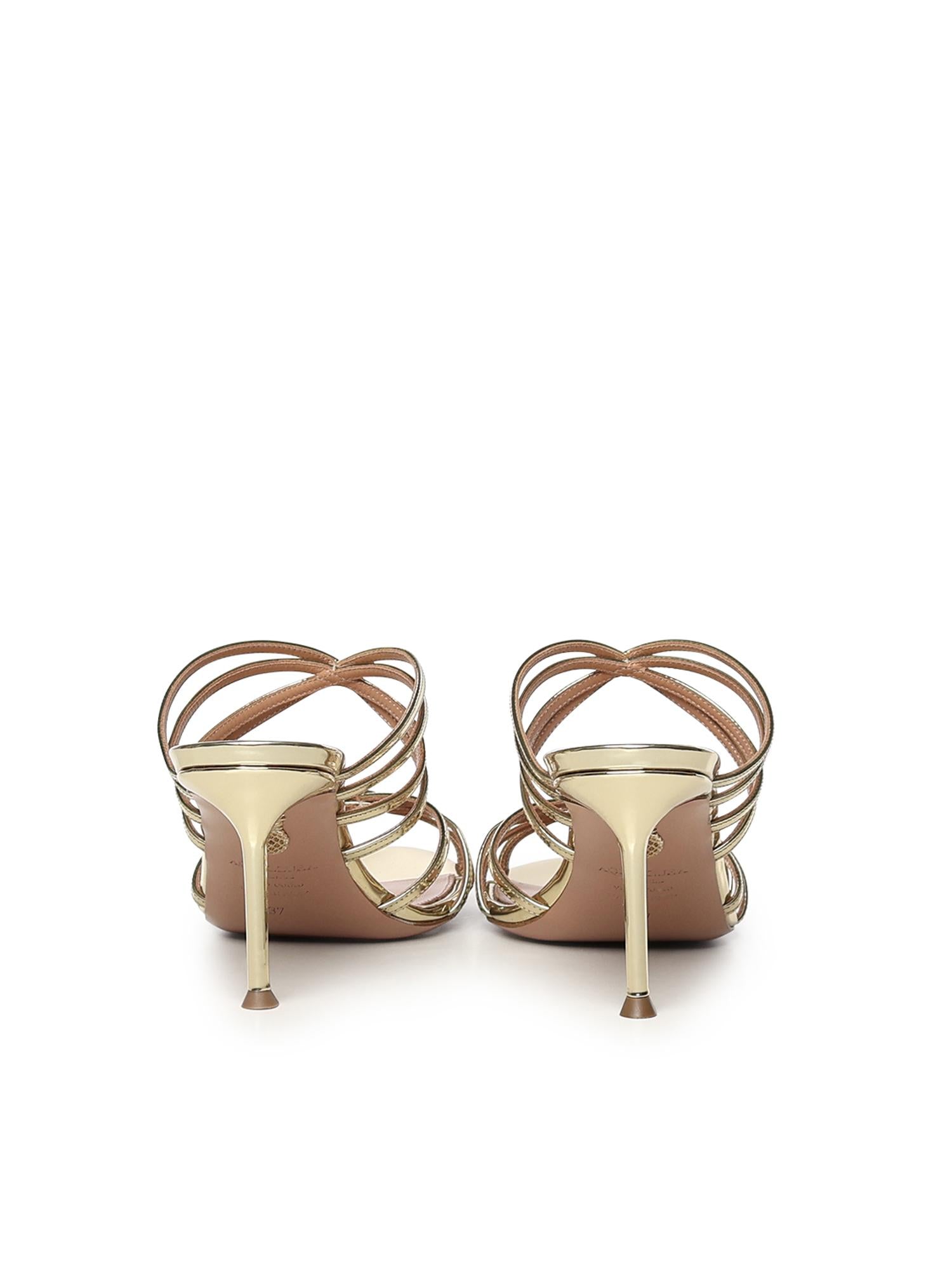 Mules Tell Me in pelle metallizzata TLMMIDM0 SSYSOG AQUAZZURA 