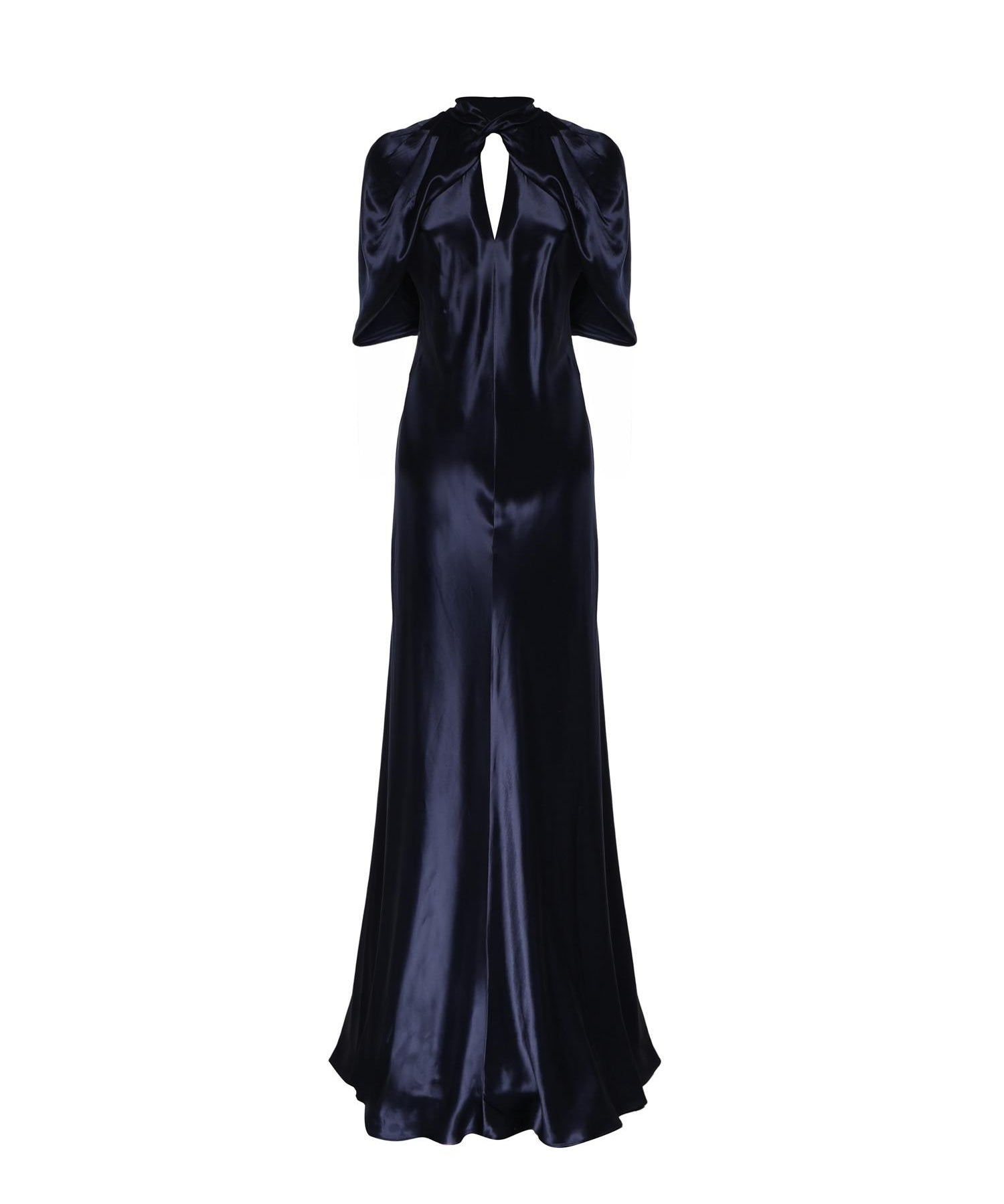 Abito lungo in raso con maniche a mantellina A04301627 0290 ALBERTA FERRETTI 