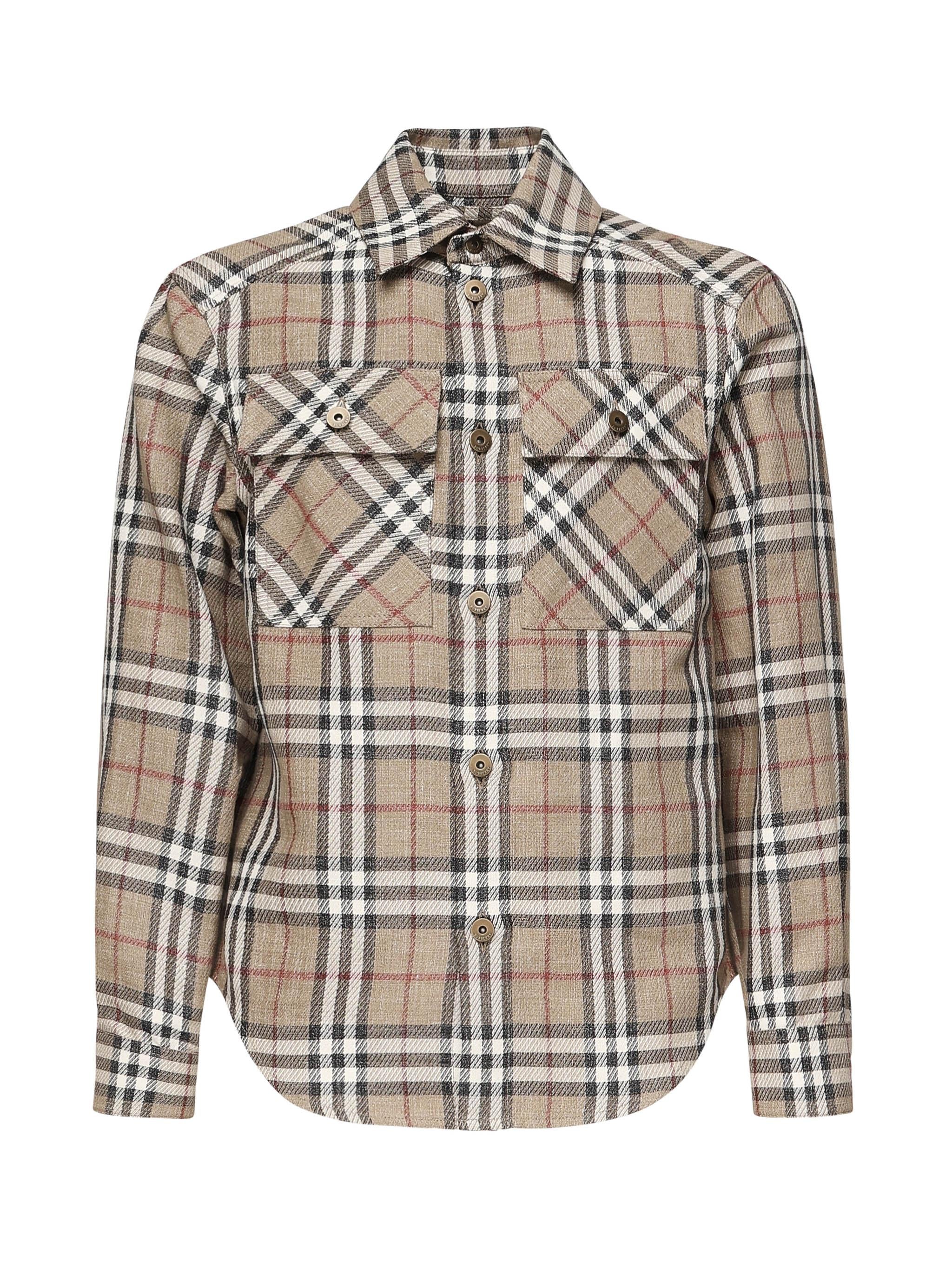 Camicia check in cotone e lino 8108014 C2044 BURBERRY 