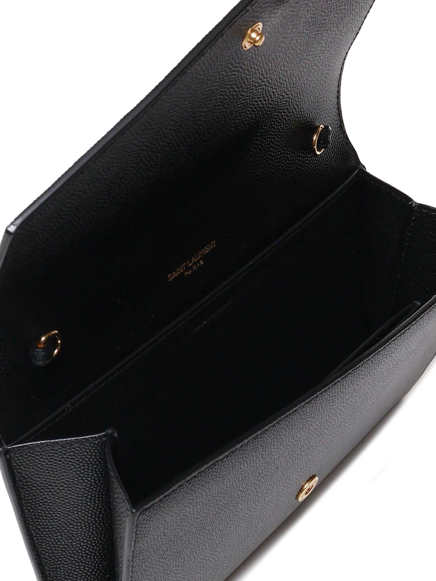Portafoglio con catena Uptown in pelle goffrata grain de poudre 607788 1GF0J1000 SAINT LAURENT 